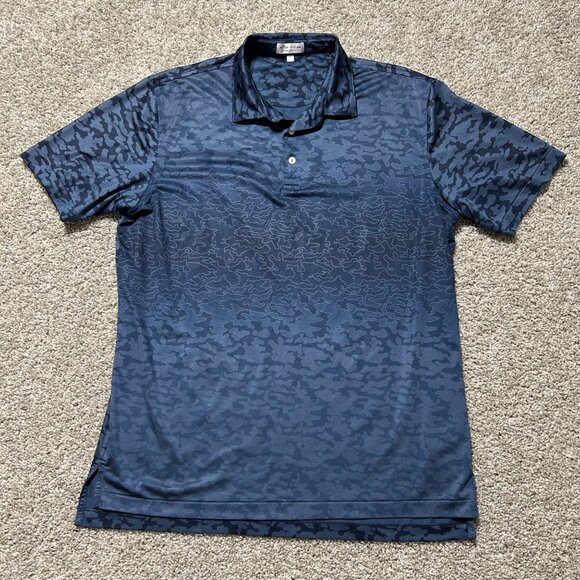 Peter Millar Mens Large Camouflage Print Polo Shirt Navy Blue - Picture 8 of 8